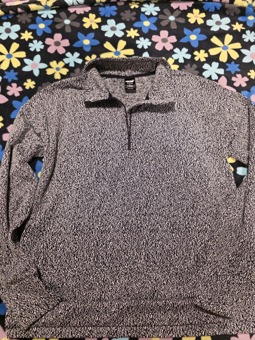 Avia Women's Black and White Marled Quarter-Zip Sweater